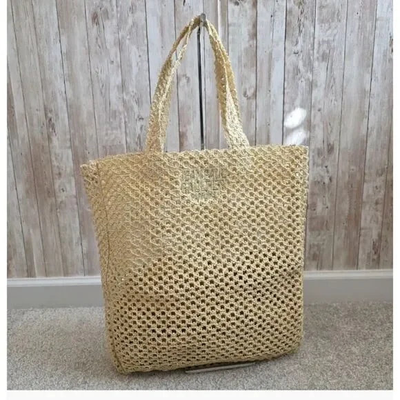 Jean Paul Gaultier Raffia Crochet Designer Summer Beach Tote-NEW - Picture 1 of 7